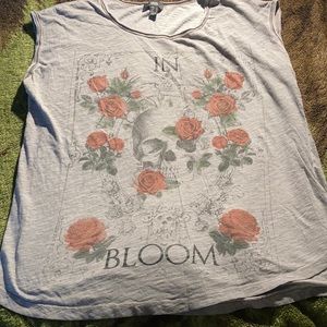 MANGO | grey print shirt, size large